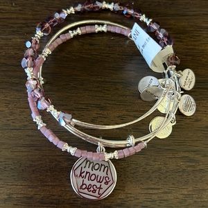 NWT and box Alex and Ani Mom charm bracelet set of three